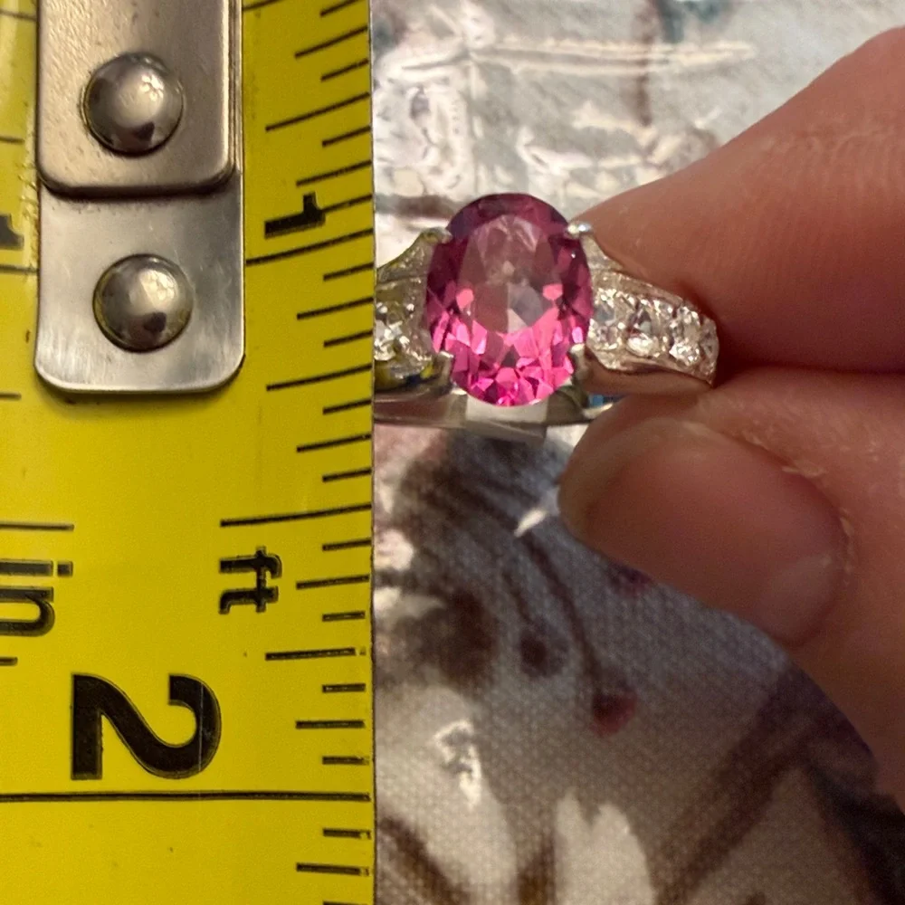 QVC Vintage Pink Gemstone Sterling Silver Ring - Picture 7 of 8